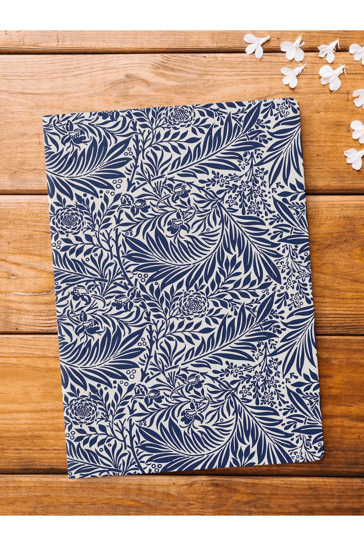 Postifull-Unlined Notebook, Blue Boho Pattern Notebook, Notepad, Intellect and Memory Notebook, 64 Pages, 14*21cm 1