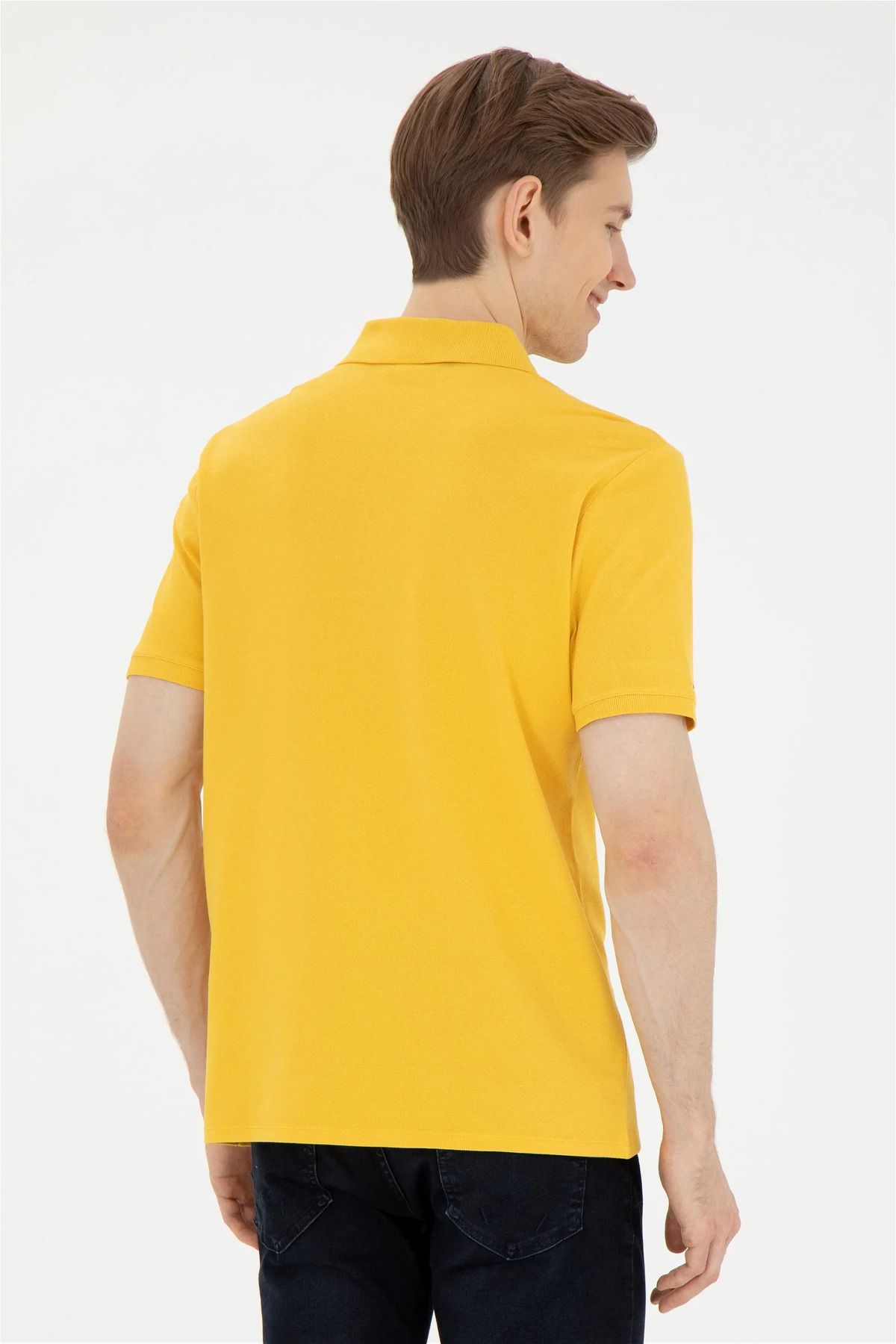 تی شرت یقه پولو زرد مردانه پایه اصلی چوگان ASSN U.S. Polo Assn.