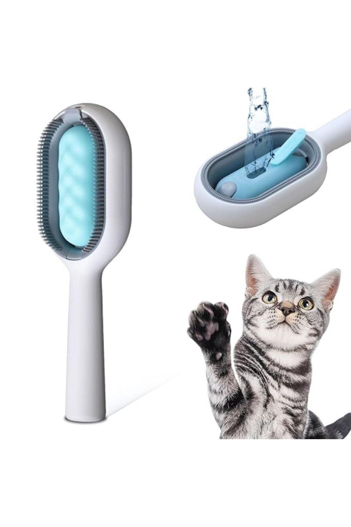 Su Hazneli Kedi Yıkama Fırçası Tarağı, Temizleme Tarağı