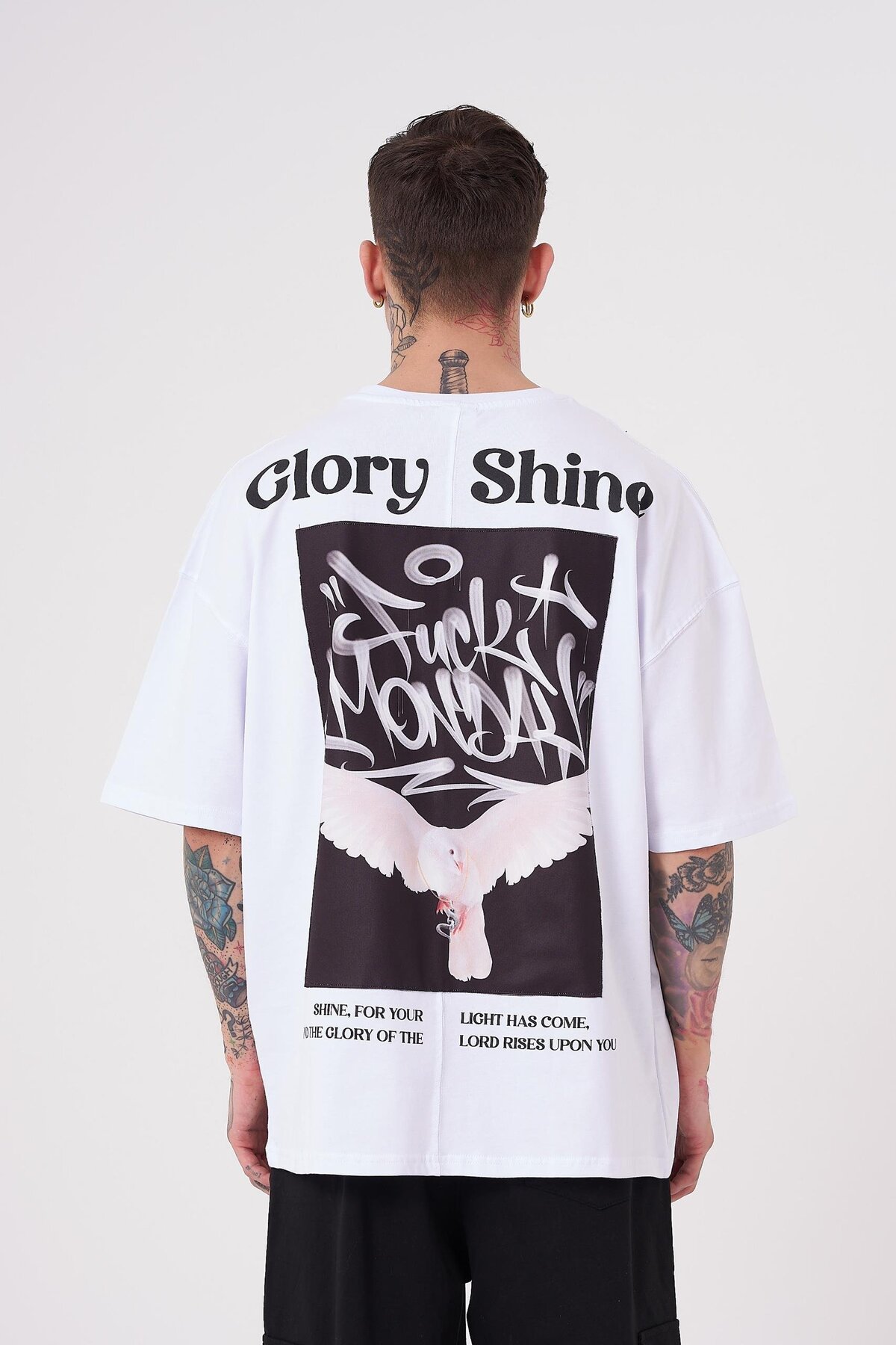 تیشرت مردانه گلوری شاین چاپ سایز بزرگ یخی خاکستری