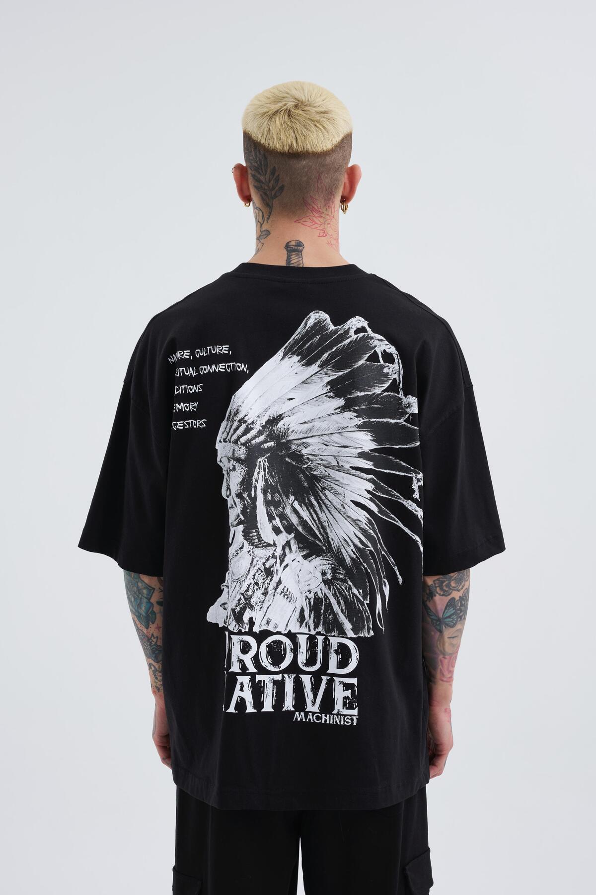 تیشرت مردانه سبز برقی چاپ هندی بزرگ