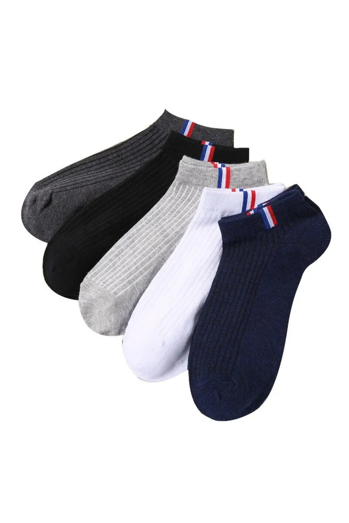 çorapmanya  5 Çift Pamuklu Çok Renkli Rahat Kaymaz Erkek Spor Patik Çorap Bilek Boy - Görsel 6