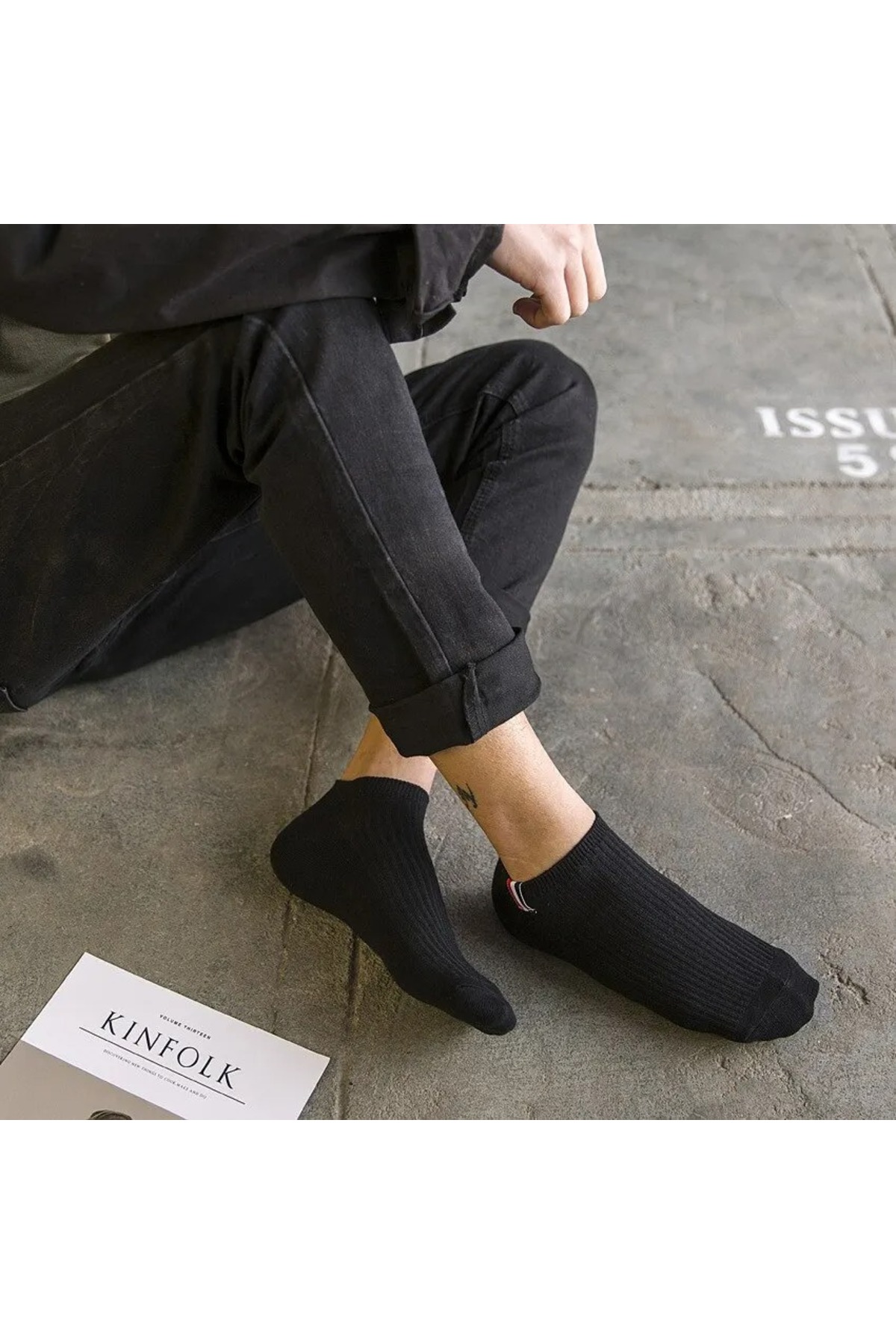 çorapmanya  5 Çift Pamuklu Çok Renkli Rahat Kaymaz Erkek Spor Patik Çorap Bilek Boy - Görsel 2