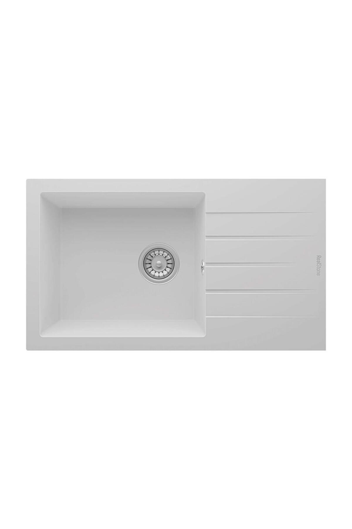 Real Stone Assos 76 XL Granite Sink White