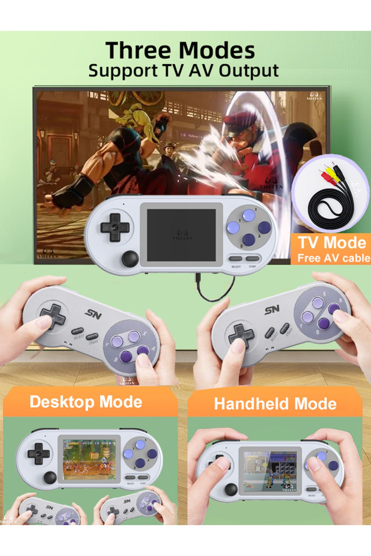 VILCORN-SNPRO 3 Inch IPS Handheld Game Console Mini Portable Retro Gaming Consoles 10000 Games AV Output ... 5