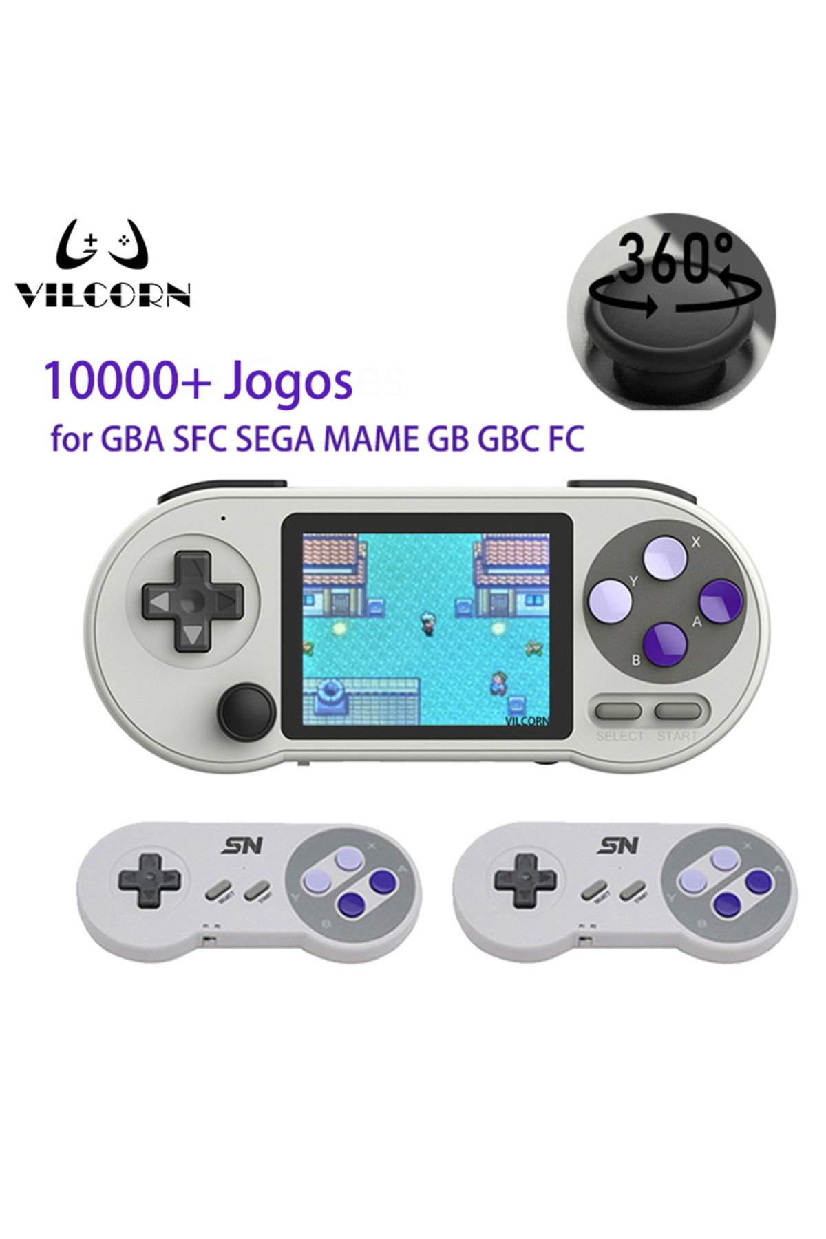 VILCORN-SNPRO 3 Inch IPS Handheld Game Console Mini Portable Retro Gaming Consoles 10000 Games AV Output ... 2