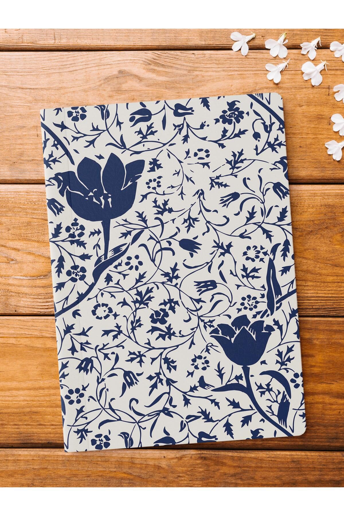 Postifull-Unlined Notebook, Blue Boho Pattern Notebook, Notepad, Intellect and Memory Notebook, 64 Pages, 14*21cm 1