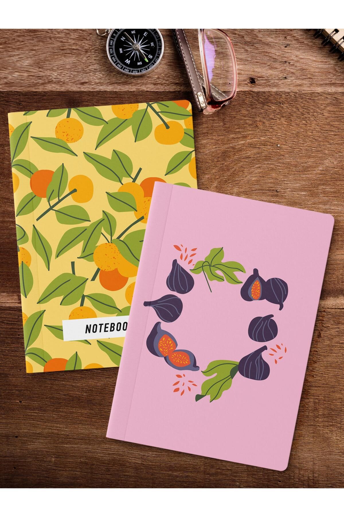 Postifull-Unlined Notebook Set, 2 Pieces Vintage Patterned Notebook, Notepad, Memory Book, 64 Pages Medium Size 2