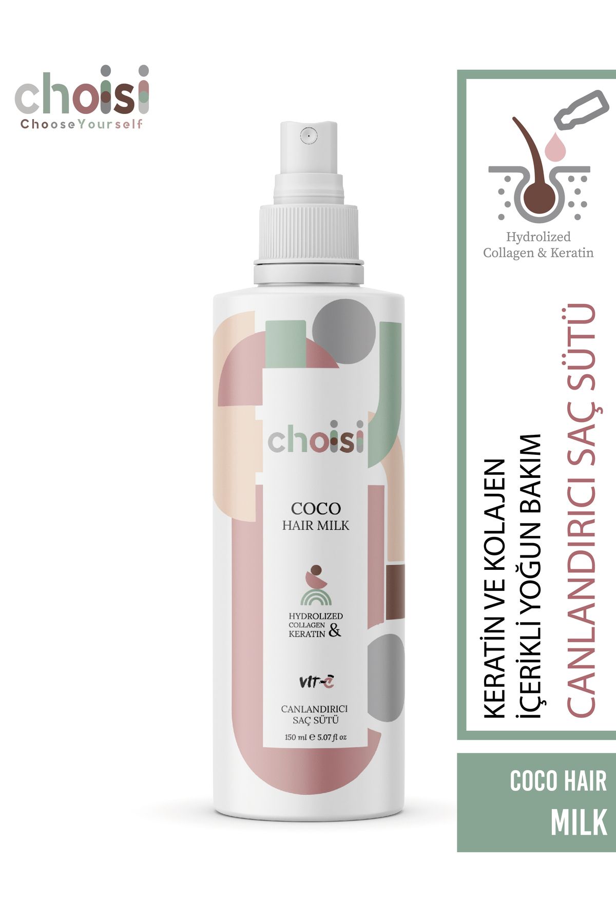 lait hydrolized collagen keratin coco hair milk 150 ml