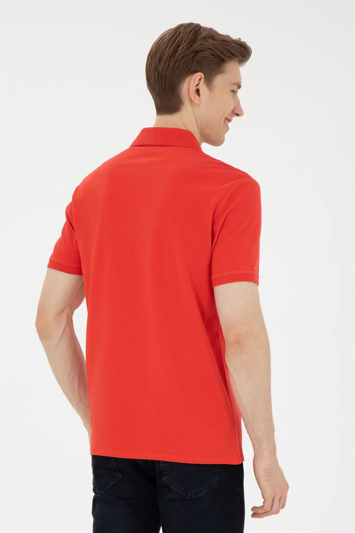 تی شرت یقه پولو قرمز مردانه پایه اصلی چوگان ASSN U.S. Polo Assn.