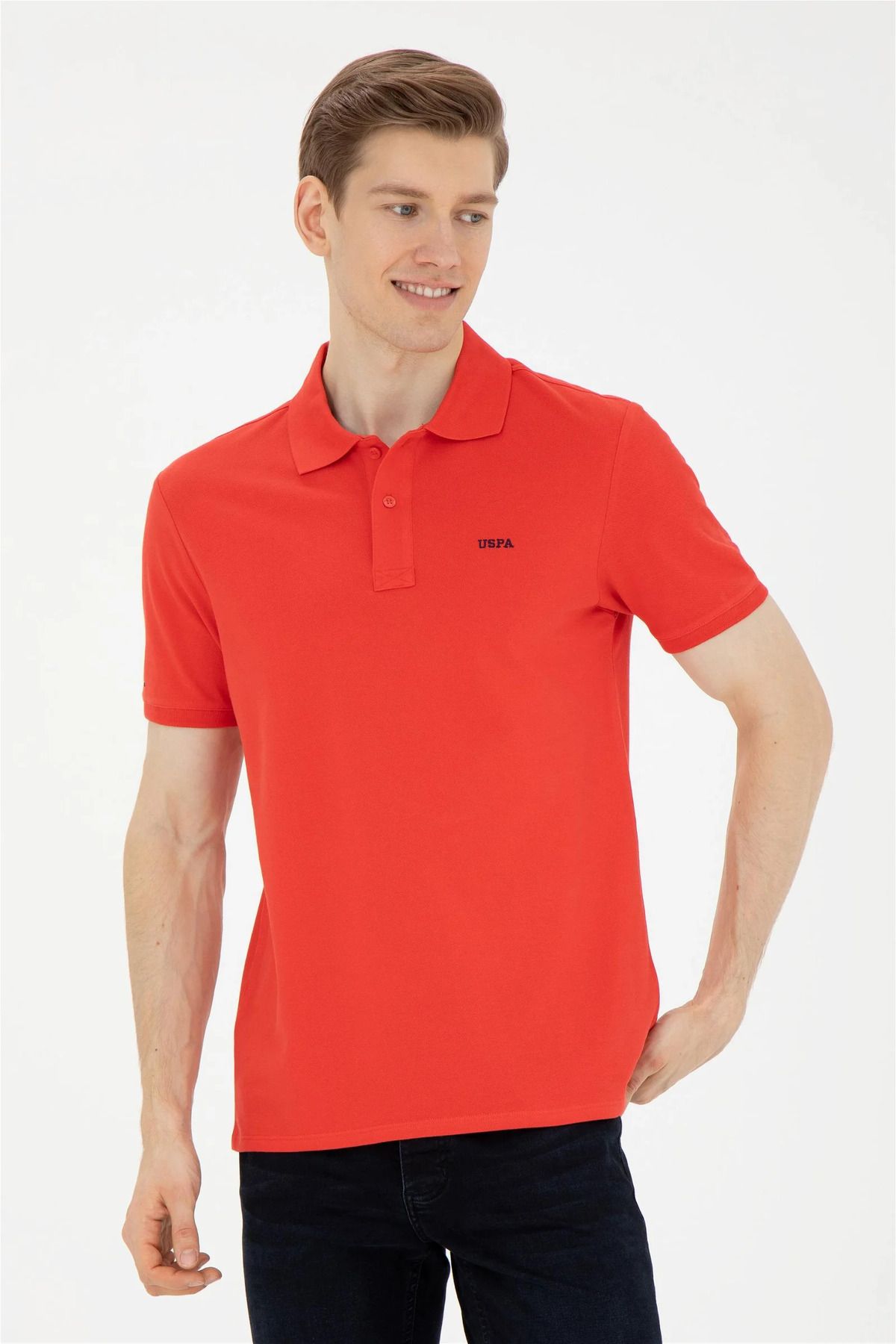 تی شرت یقه پولو قرمز مردانه پایه اصلی چوگان ASSN U.S. Polo Assn.