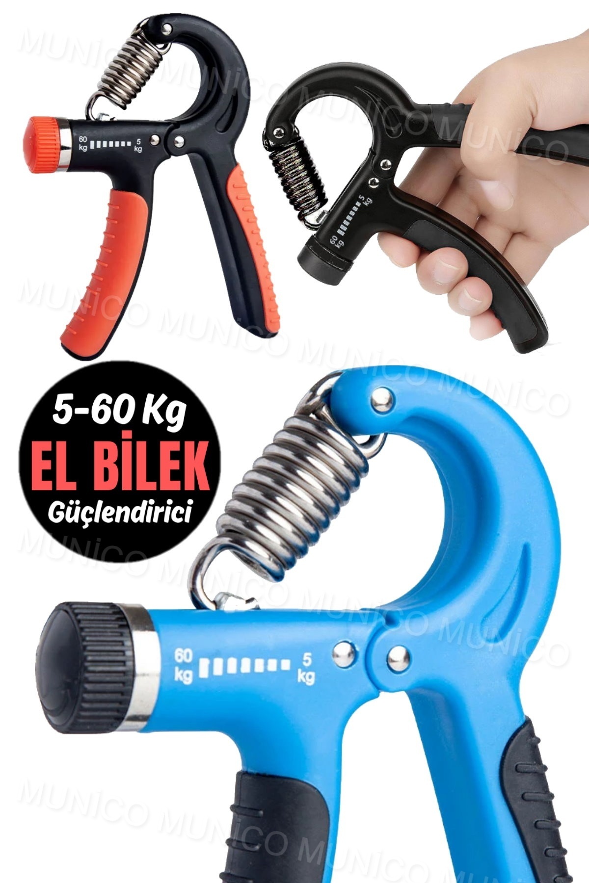 Munico Ayarlanabilir Sayılabilir El Kavrama Gücü Egzersiz Fitness El Bilek Sıkma Egzeriz Aleti Sayaçlı Fit