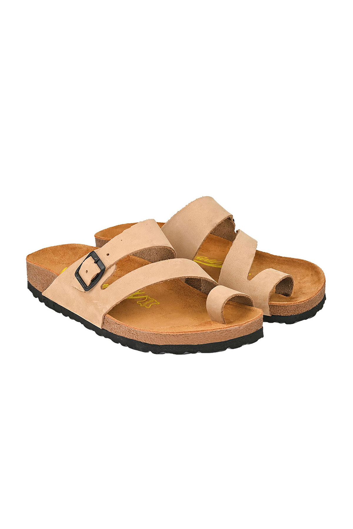 Moosefield-Genuine Leather Beige Women's Slippers 5