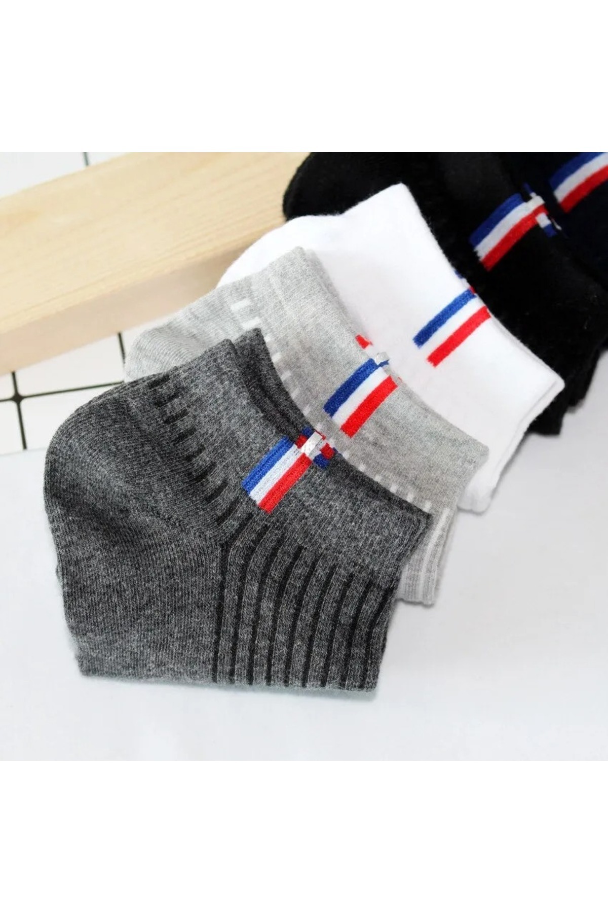 çorapmanya  5 Çift Pamuklu Çok Renkli Rahat Kaymaz Erkek Spor Patik Çorap Bilek Boy - Görsel 4
