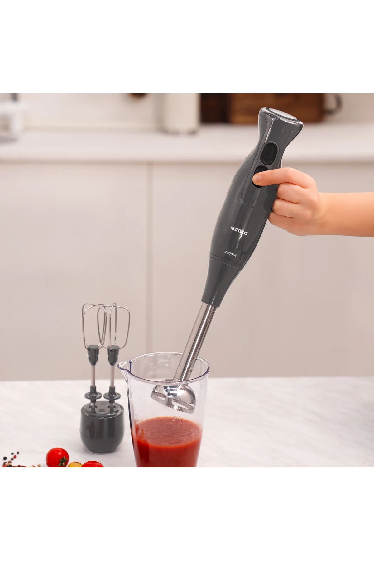 Karaca-Pro Chopper Ice Breaking Whisk Multipurpose Food Processor with Slice Function 2000W 3