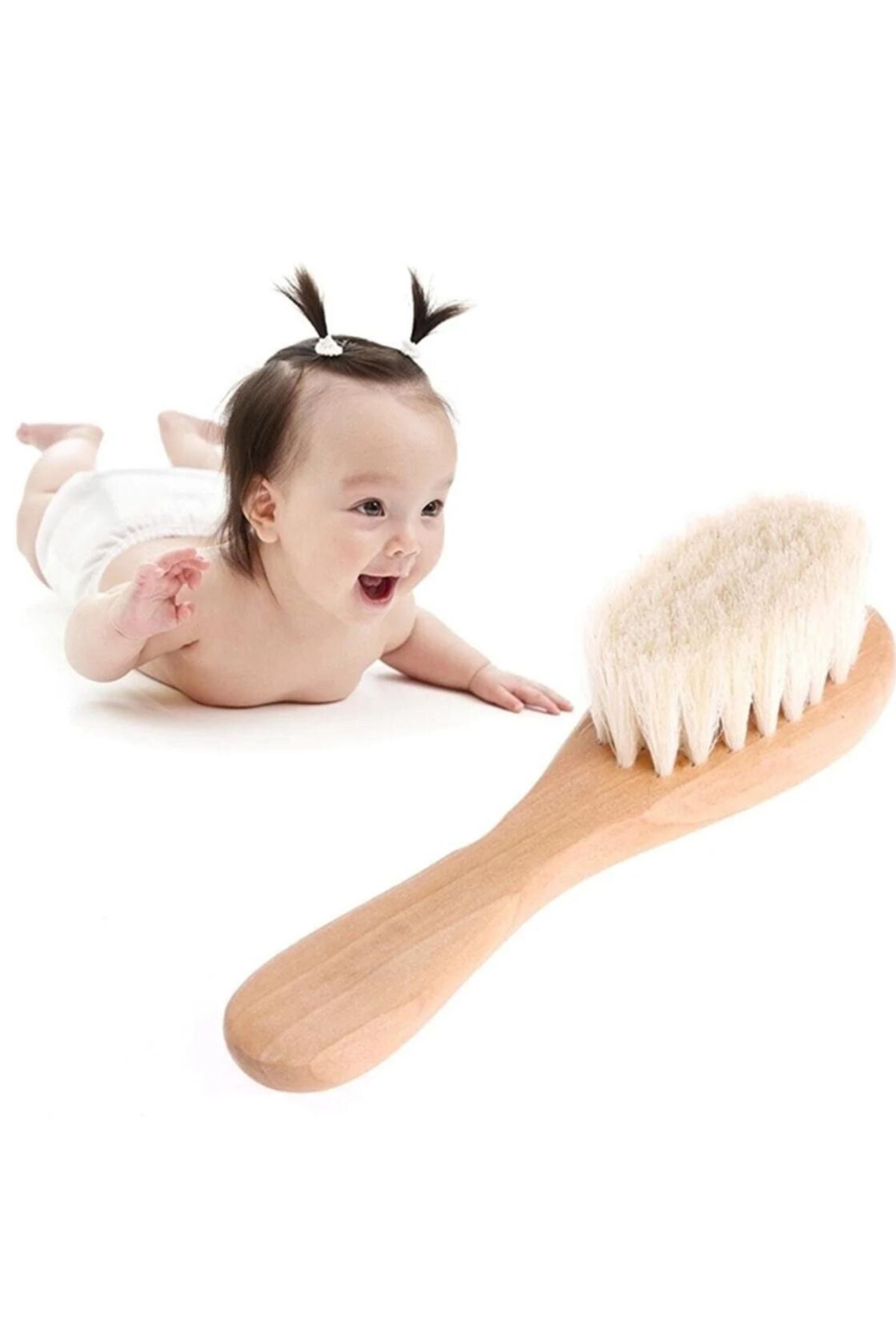 CNGZSHOP-Baby Hair Brush and Lemon Tree Comb Set Newborns, Children's Natural Goat Hair Comb Brush 7