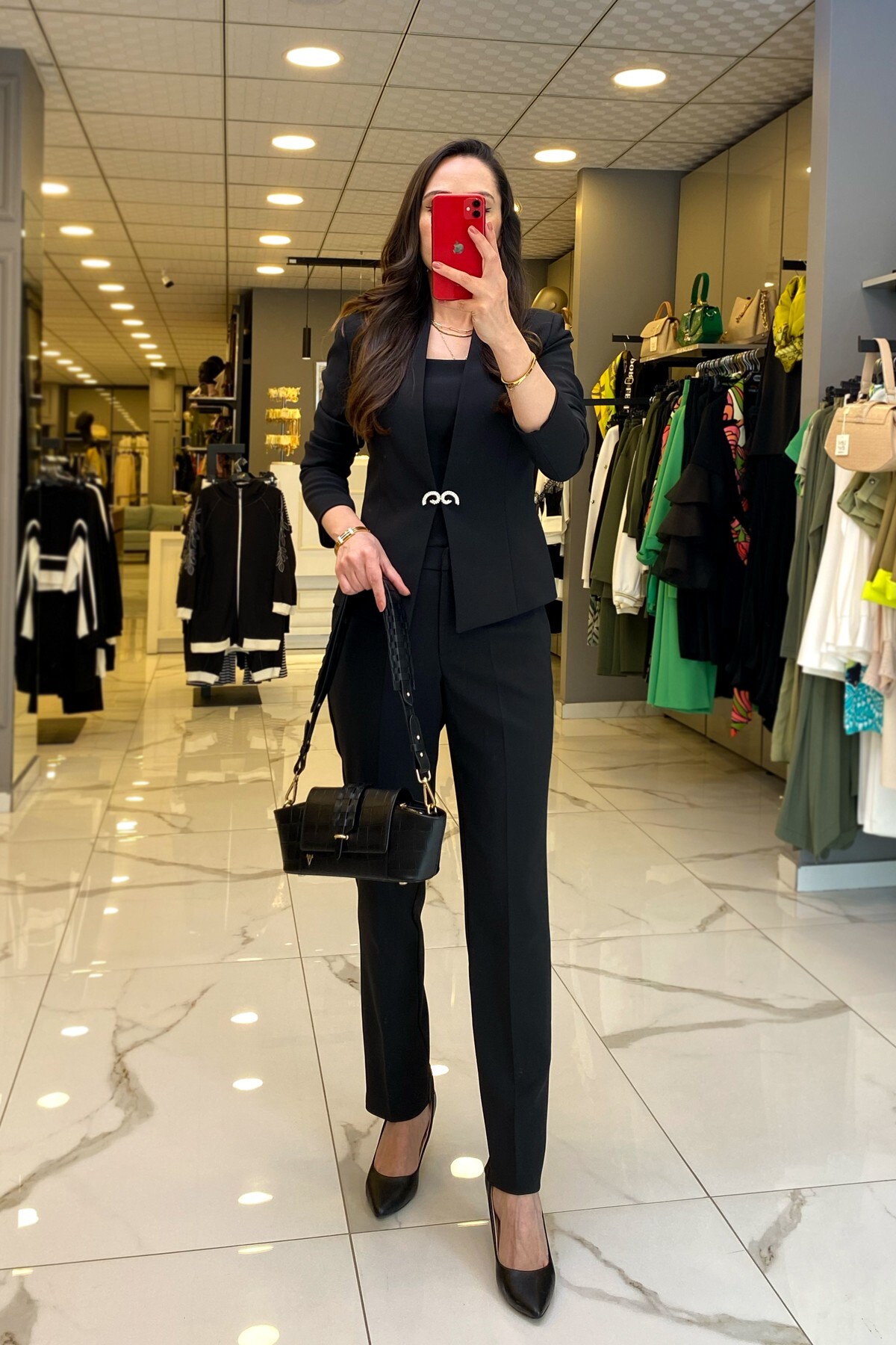 Ekol Black Triple Blazer Suit with Jacket