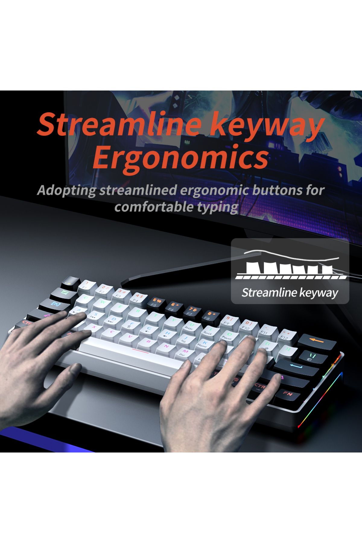 MUCAI-Mk61 Usb Gaming Mechanical Keyboard Red Switch 61 Keys Wired Detachable Cable Rgb Backlit H... 5