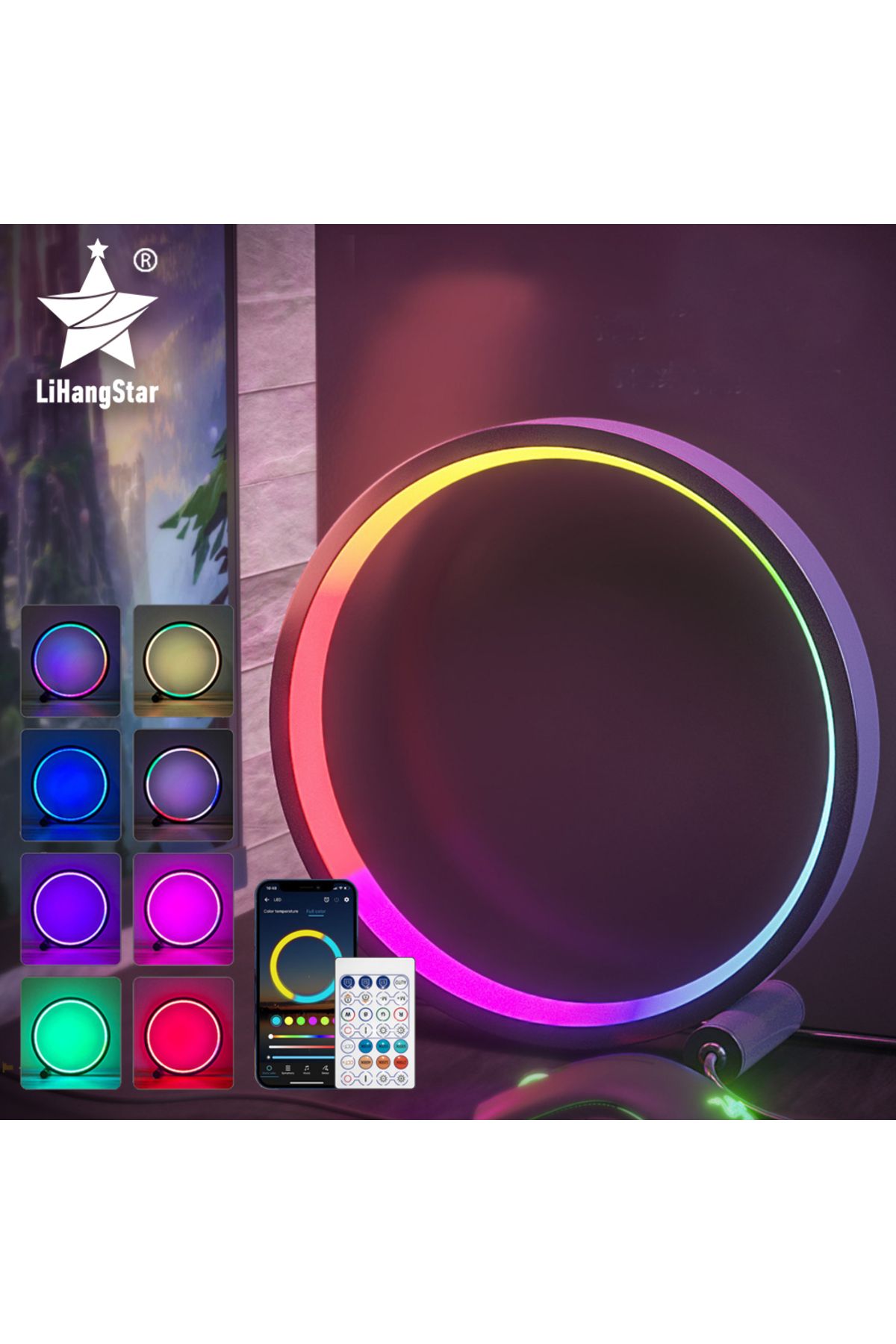 LiHangStar-Smart LED Night Light RGB Desktop Atmosphere Desk Lamp Bluetooth APP Control Suitable for Game Ro... 2