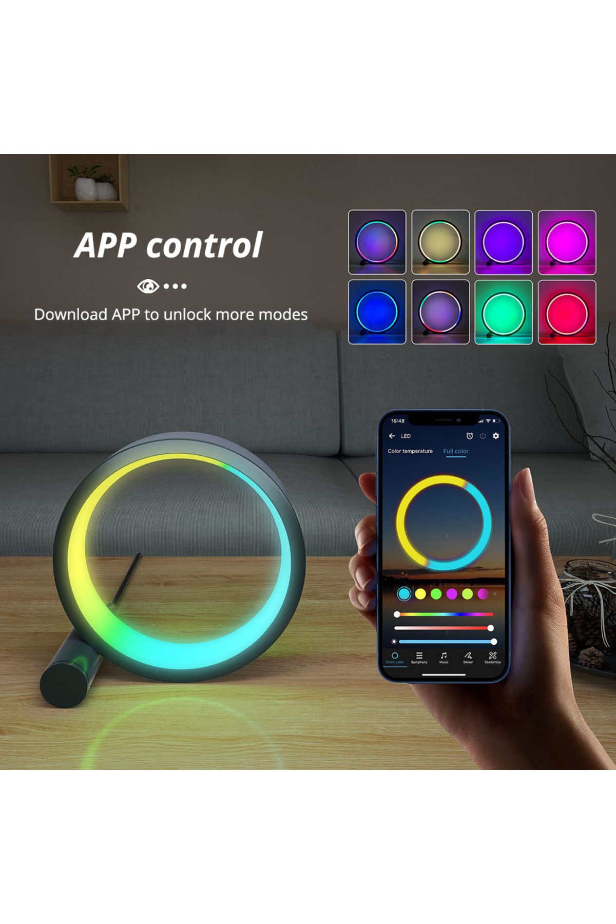 LiHangStar-Smart LED Night Light RGB Desktop Atmosphere Desk Lamp Bluetooth APP Control Suitable for Game Ro... 3