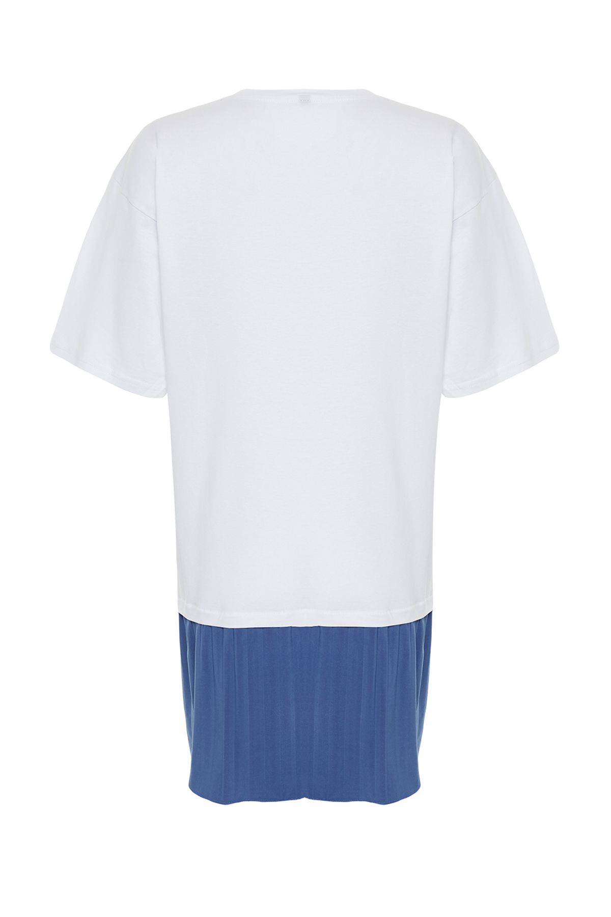 Trendyol Collection-Λευκή Μπλοκ Φούστα Πλισέ Μίνι Πλεκτό Φόρεμα TWOSS24EL00882 8