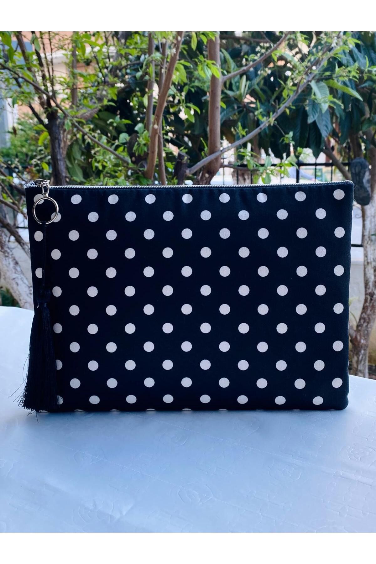 Black and white polka dot clutch bag cheap