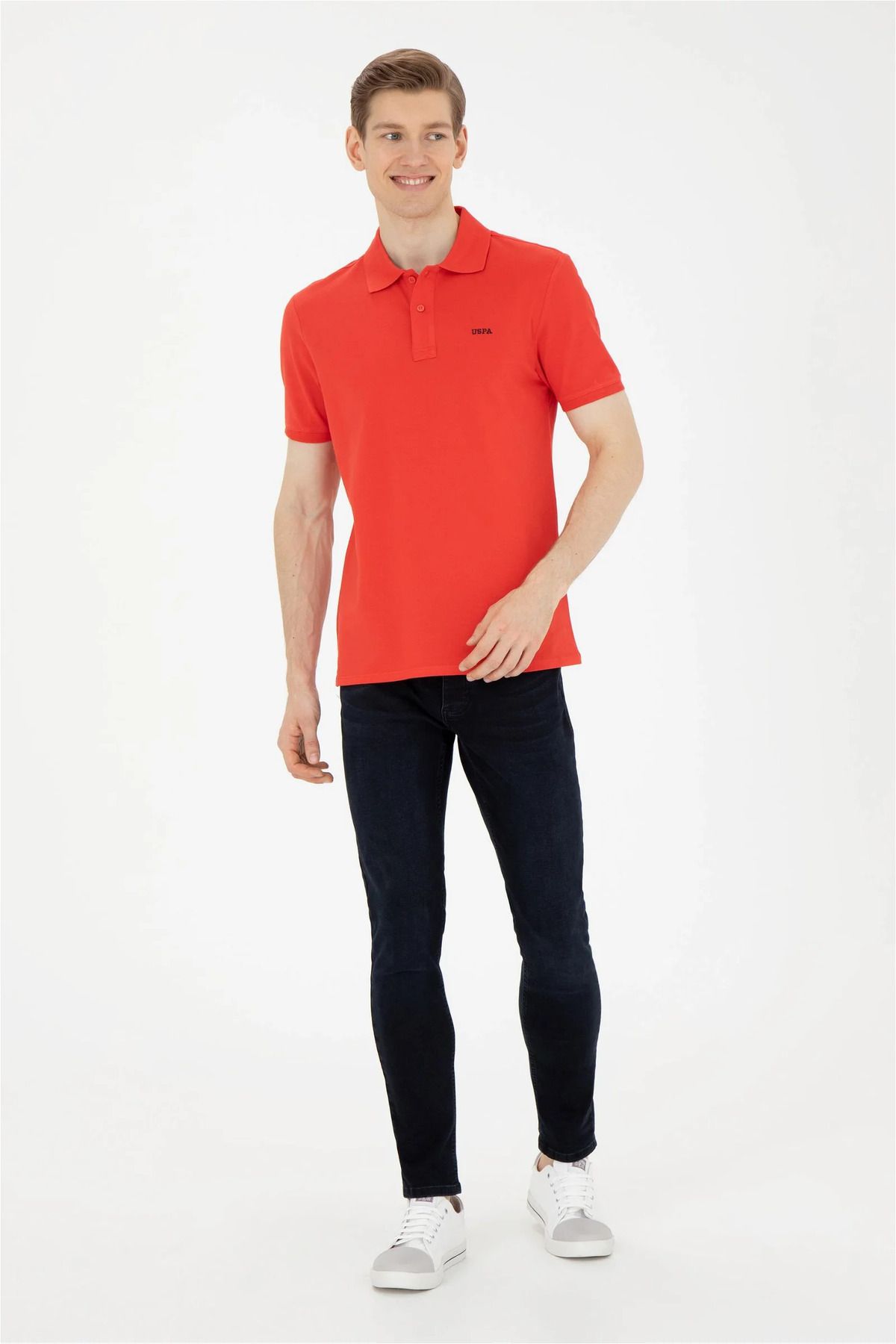 تی شرت یقه پولو قرمز مردانه پایه اصلی چوگان ASSN U.S. Polo Assn.