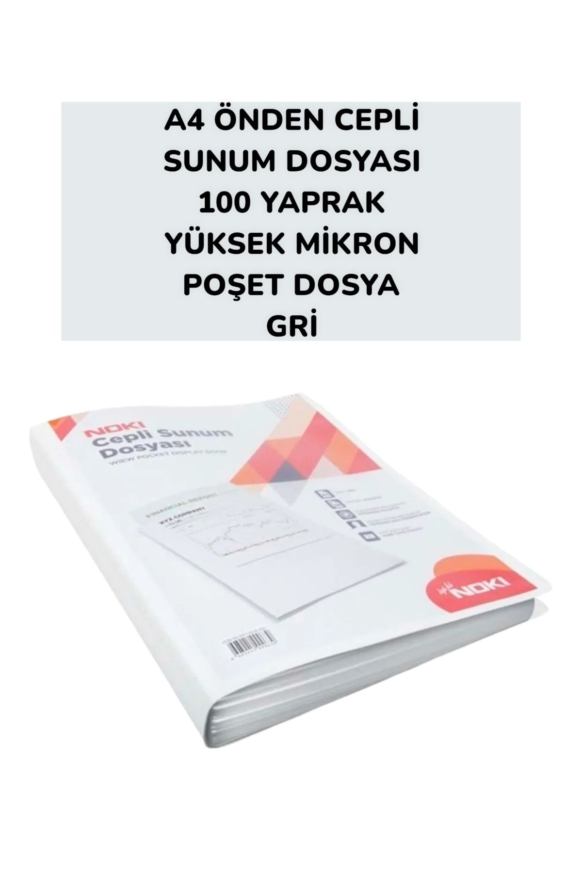 A4 ÖNDEN CEPLİ  SUNUM DOSYASI 100 YAPRAK YÜKSEK MİKRON  POŞET DOSYA NOKİ - 1
