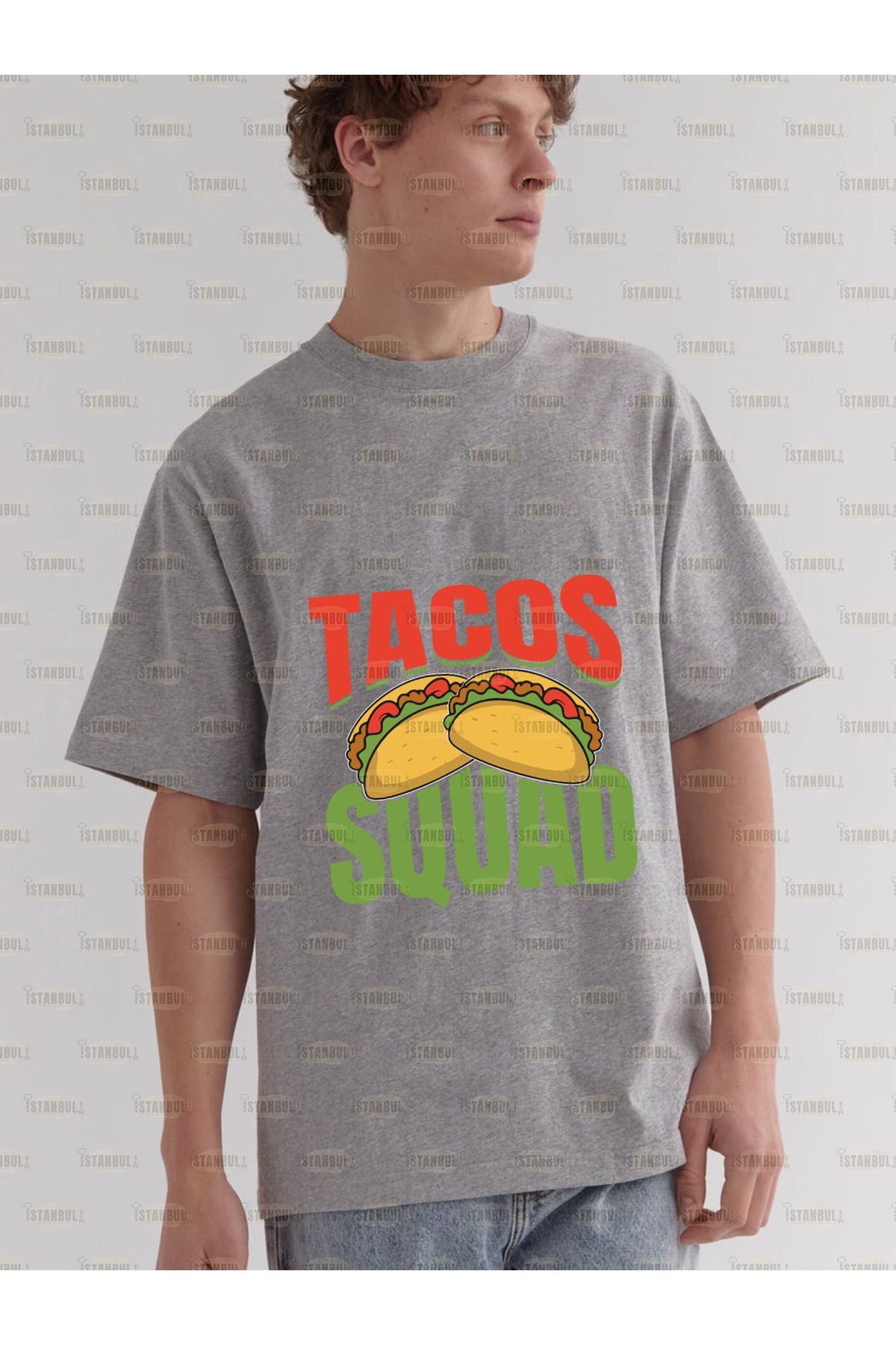 tacos squad Baskılı Büyük Beden T-shirt
