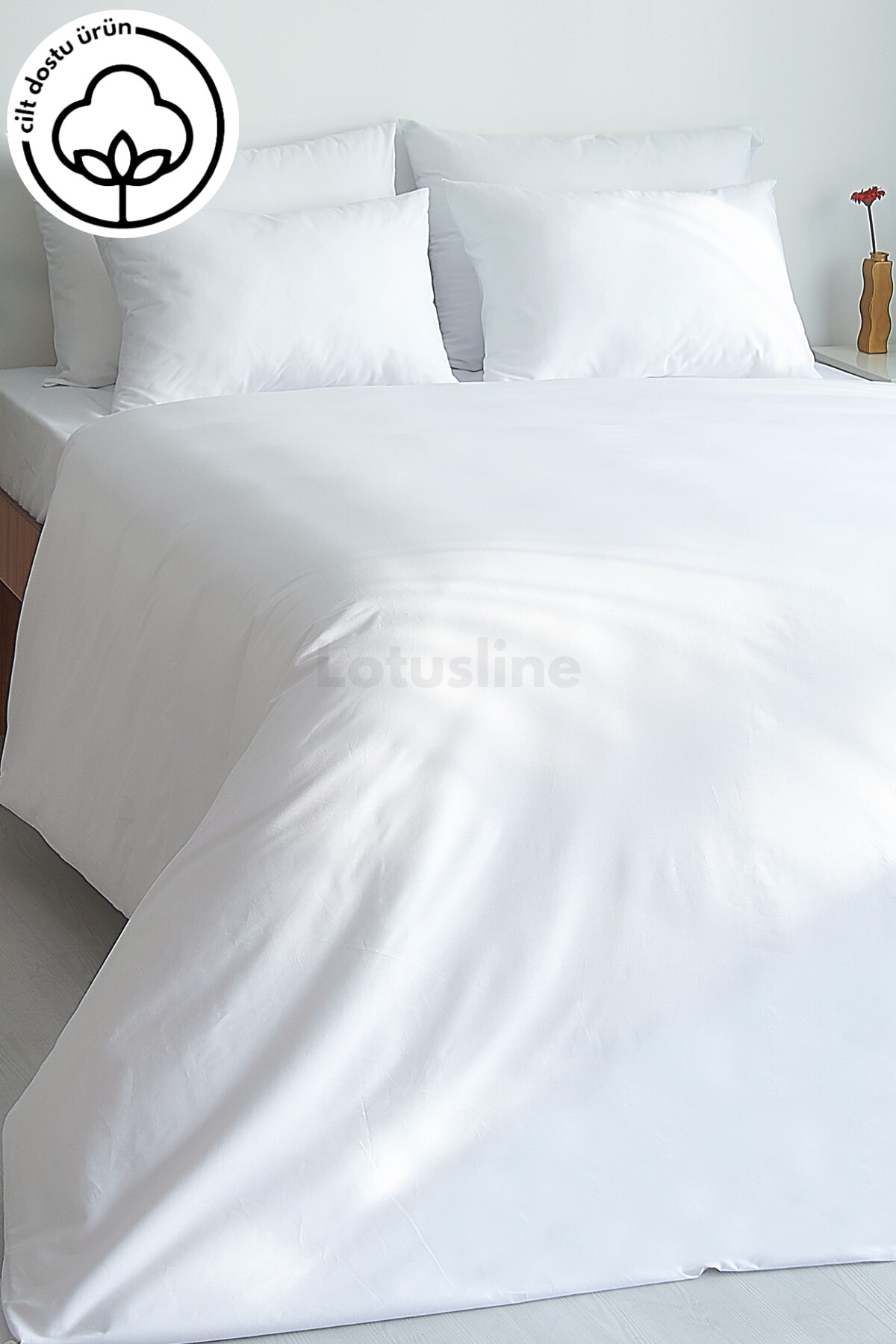 Home Çift Kişilik (200*220) Düz Beyaz Lüks Pamuklu Sadece Nevresim 1 Parça 3
