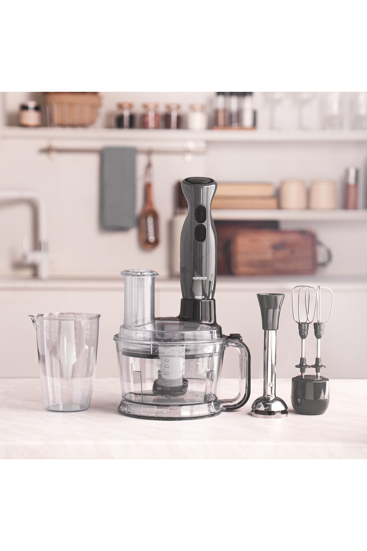 Karaca-Pro Chopper Ice Breaking Whisk Multipurpose Food Processor with Slice Function 2000W 2