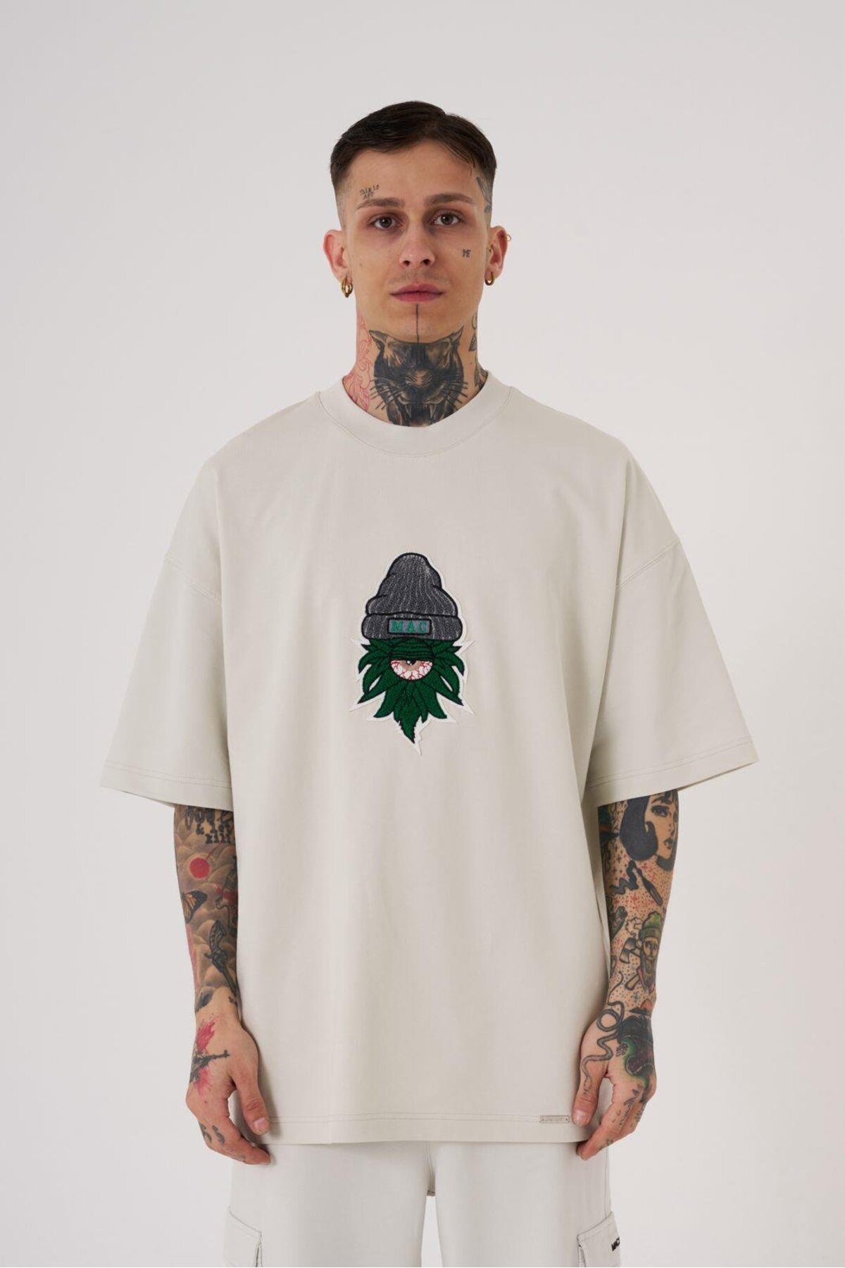 تیشرت اکرو سایز اورسایز دوزی چشم برگی مردانه