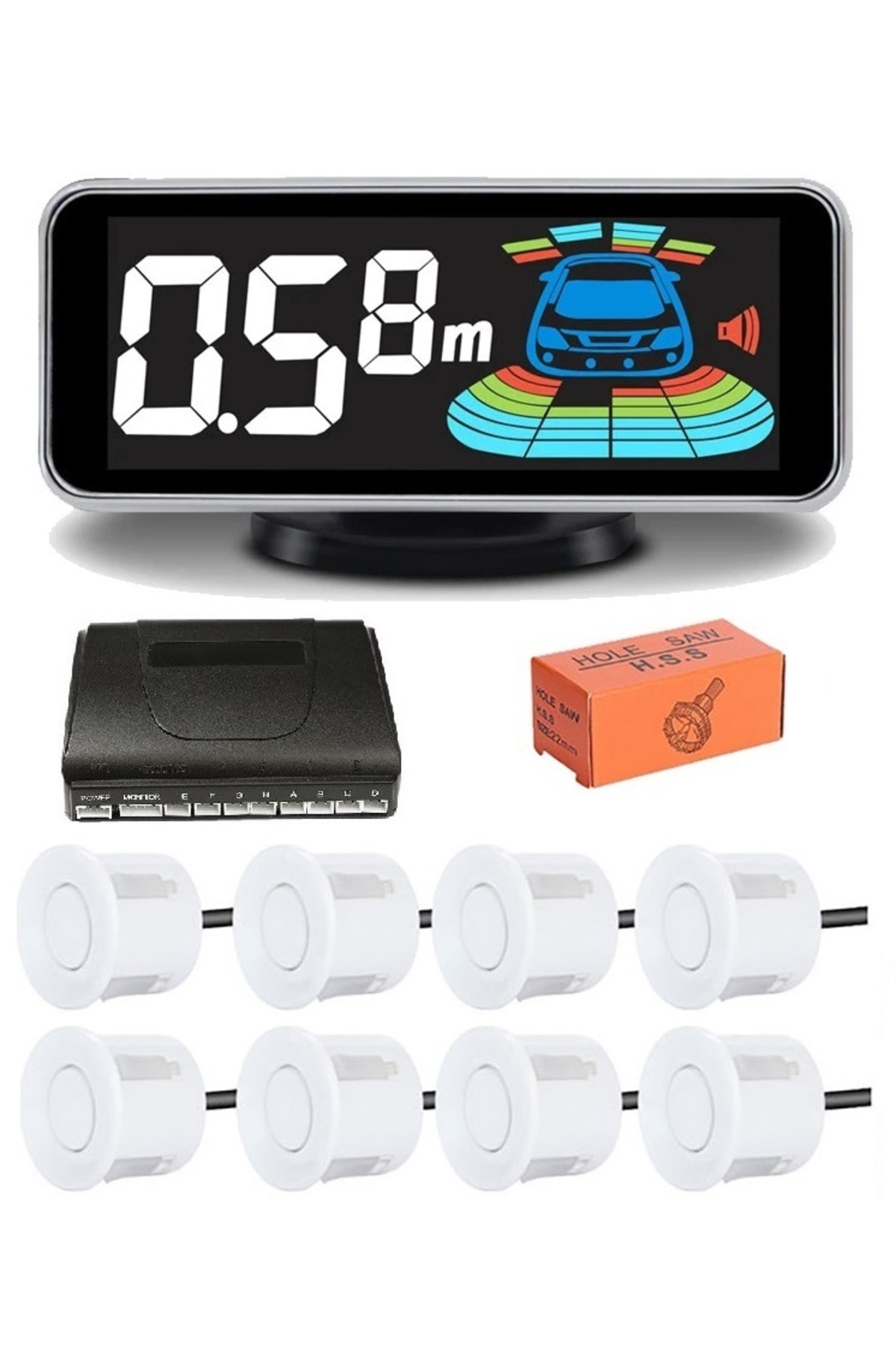 WİNOXX Ön Arka Park Sensörü 8 Lensli Türkçe Konuşan (Beyaz Sensör) ACIKLAMAYI OKUYUNUZ!