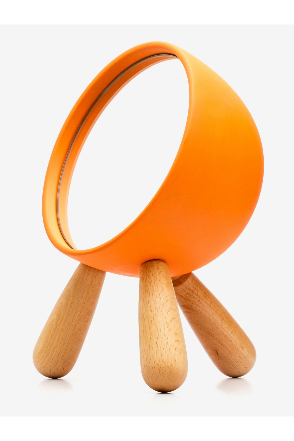 Decorative Desktop Makeup Mirror Orange Color Mirror with Legs Table Mirror Minimalist Design