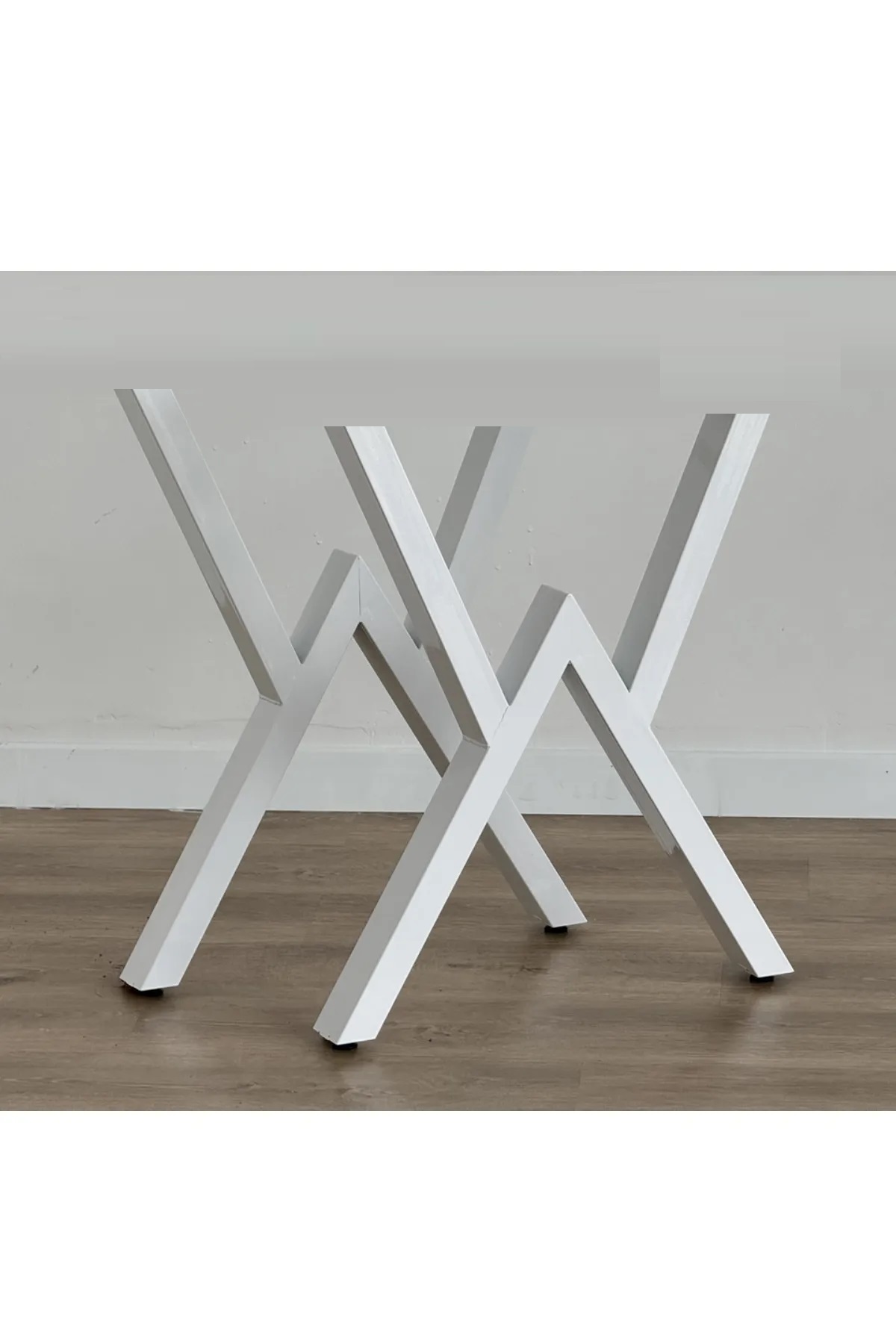 72 Cm Cross Metal Table Leg 2 Pieces White