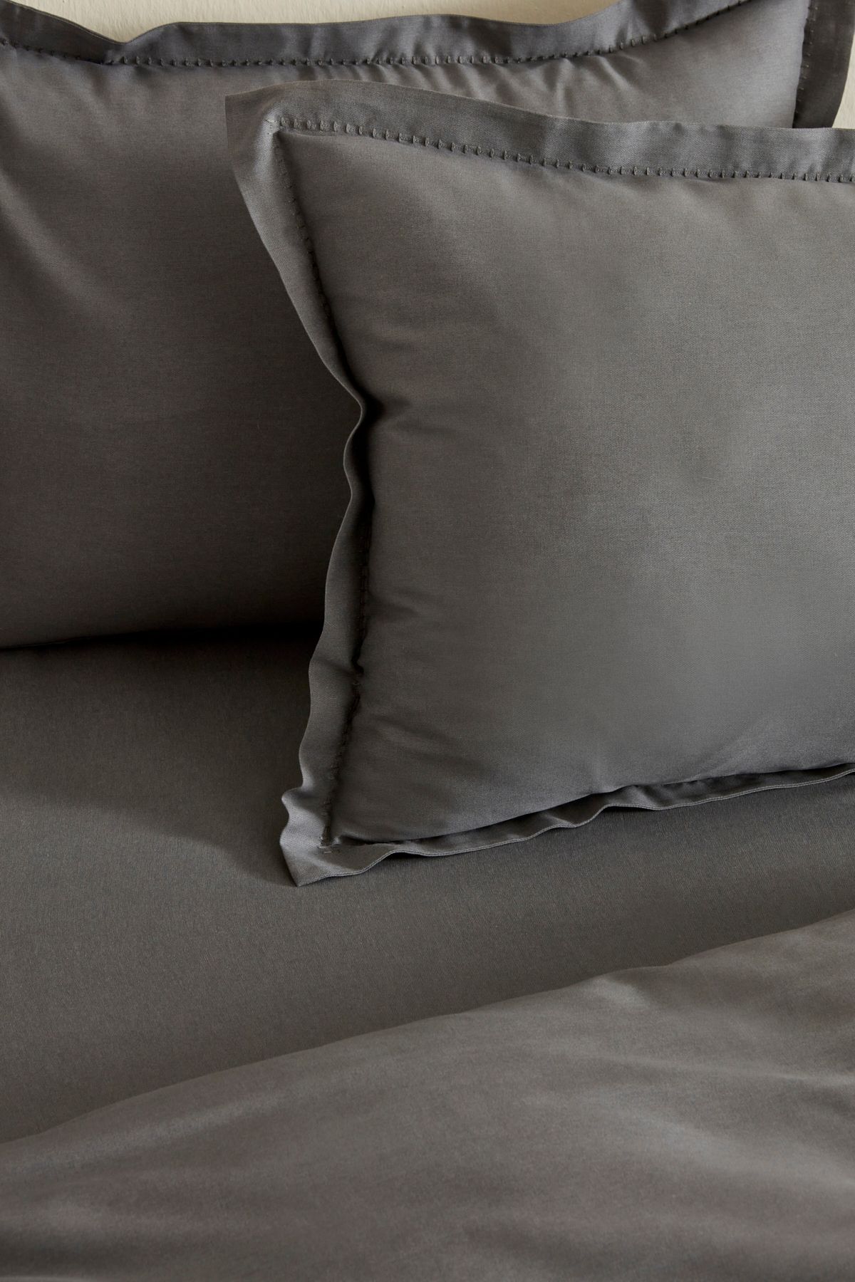 Karaca Home-Weena Gray Double Crepe Duvet Cover and Jacquard Pique Set 8