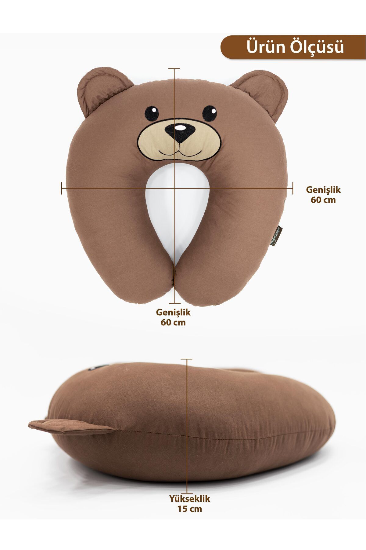 mordesign Çift Taraflı Emzirme Yastığı Bebek Destek Minderi Hamile Yastığı Pamuk Kumaş Morbear Serisi fotoğrafı 5 (önizleme)