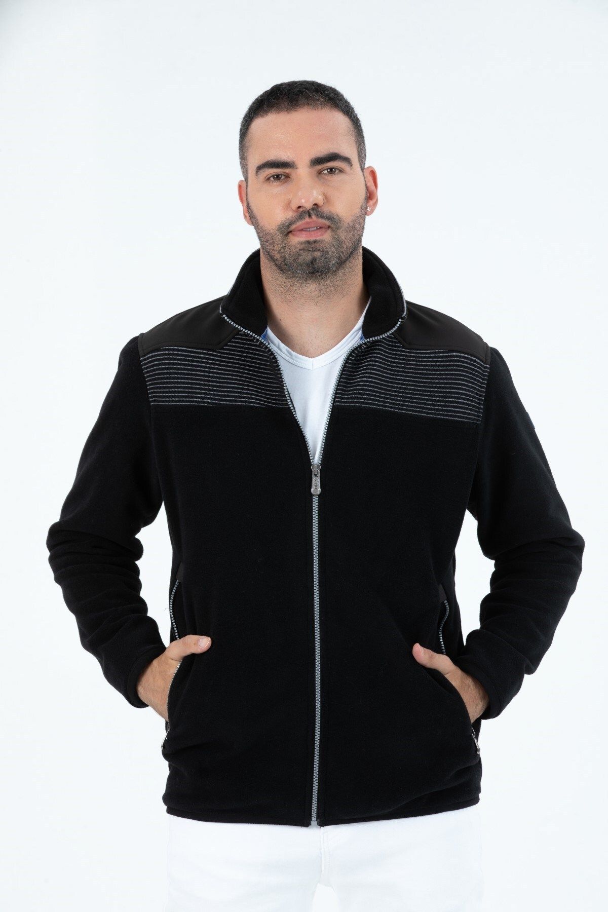 G-FOX-Men's Anti-pilling Anti-pilling Cold Resistant Full Zipper Stand Collar Sweatshirt Fleece Jacket 1