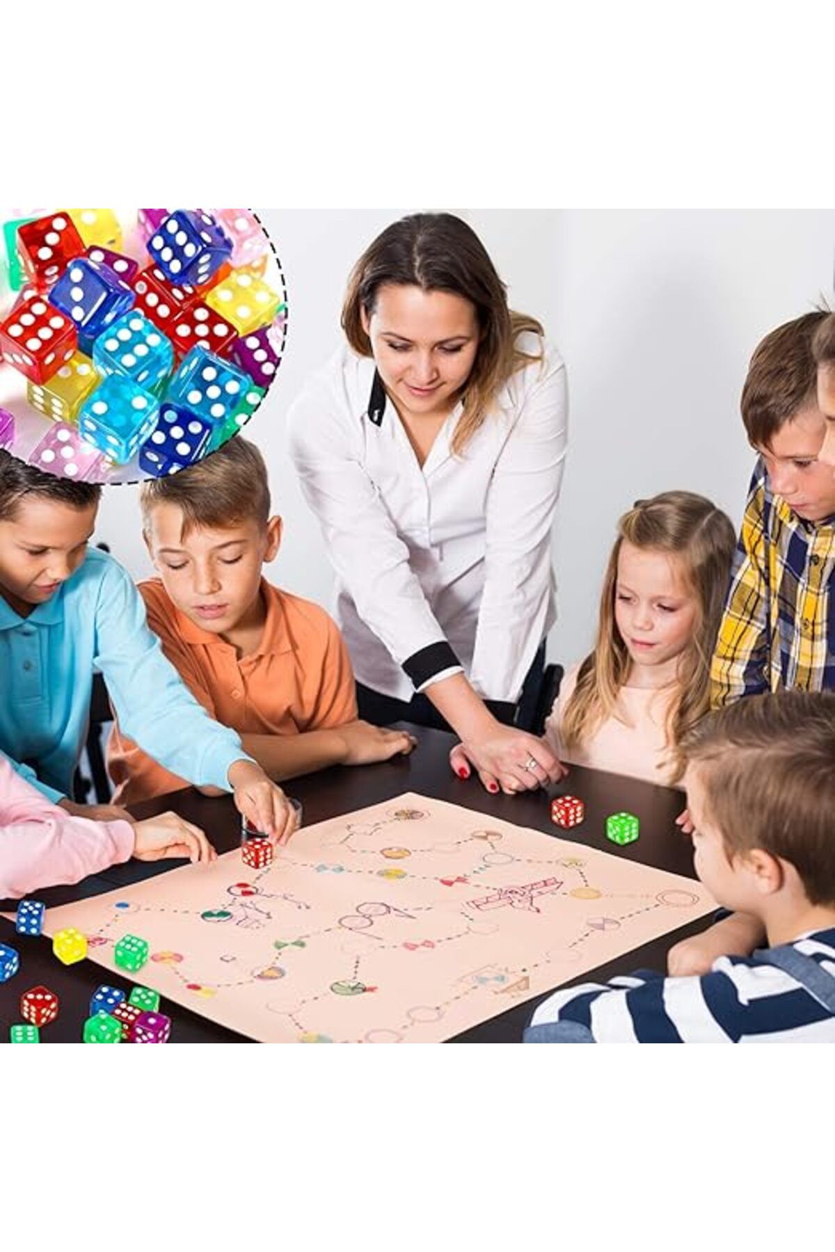 Limmy-4 Colorful Okey Dice and Table Games Dice 5