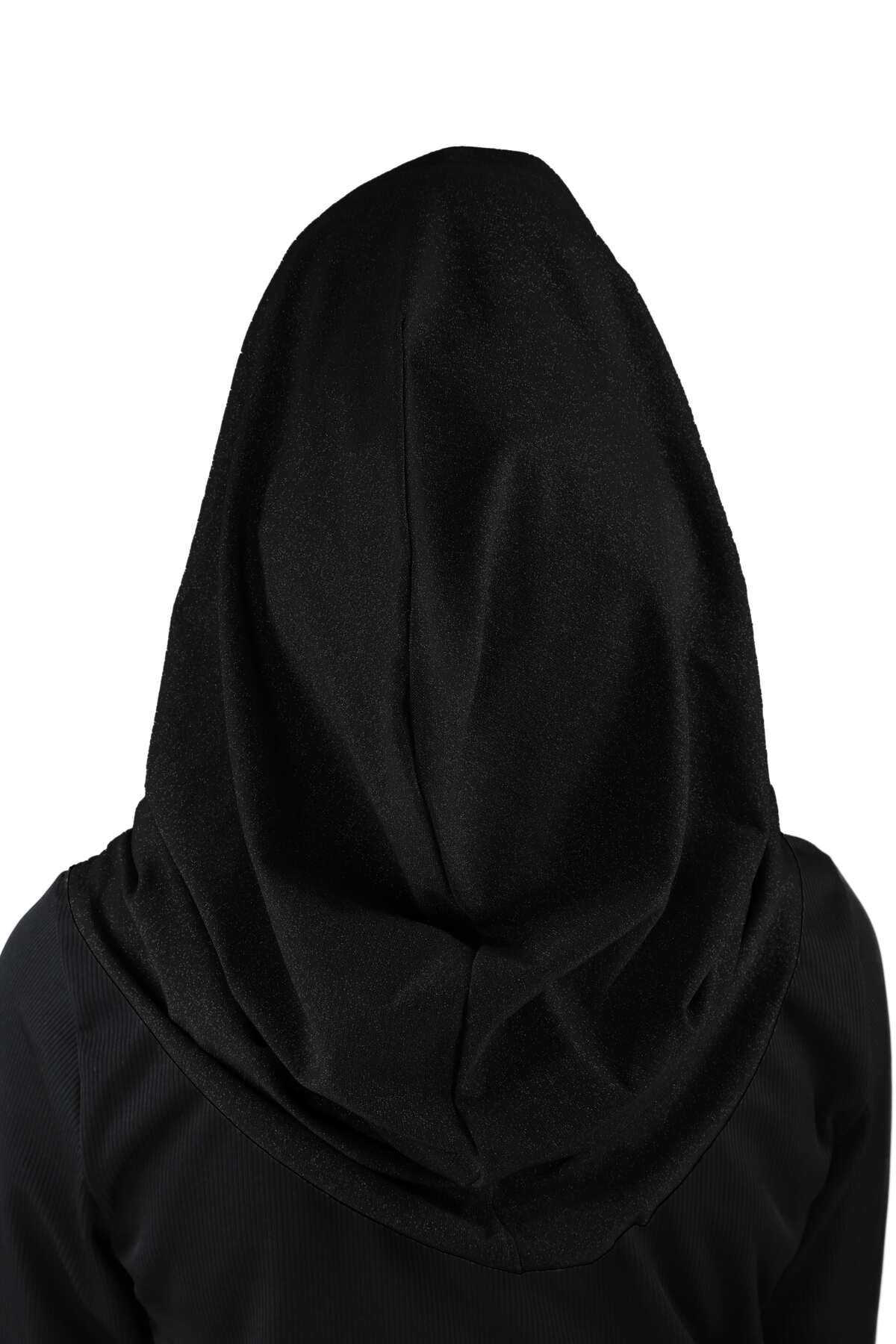 Ecardin-Black Glitter Evening Dress - Practical Hijab Turbine - St 300 3