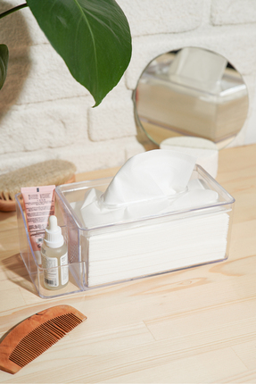 ESTİ 2 Bölmeli Clear Makyaj Peçete Organizeri