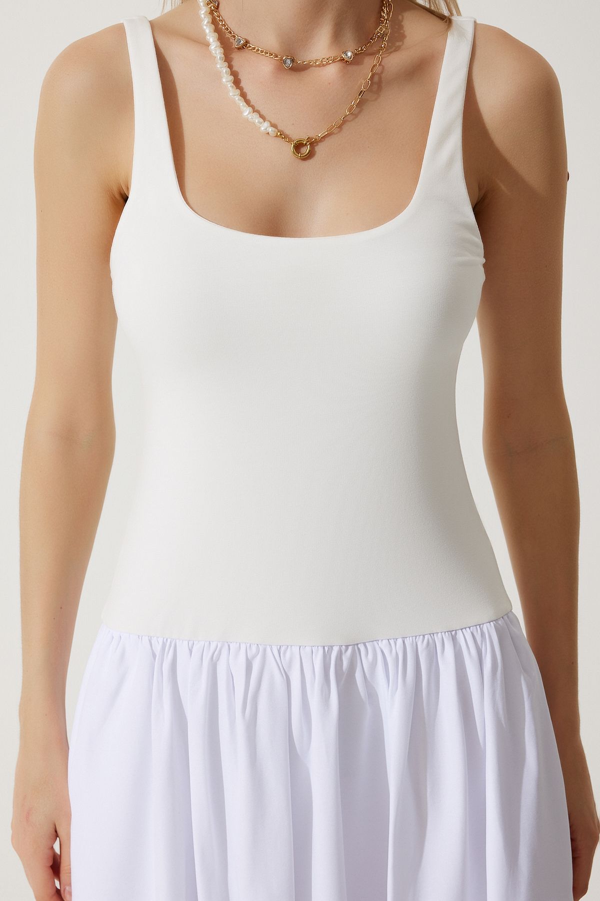 Happiness İstanbul-Women's White Balloon Midi Dress UB00276 4
