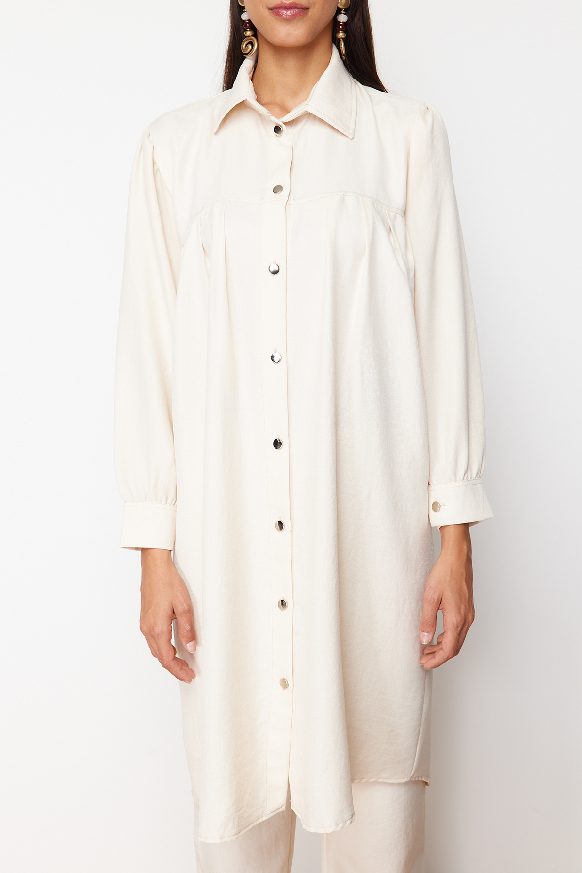 Trendyol Modest-Kővászon Aerobin hosszú szőtt alsó-felső szett TCTSS24US00081 4