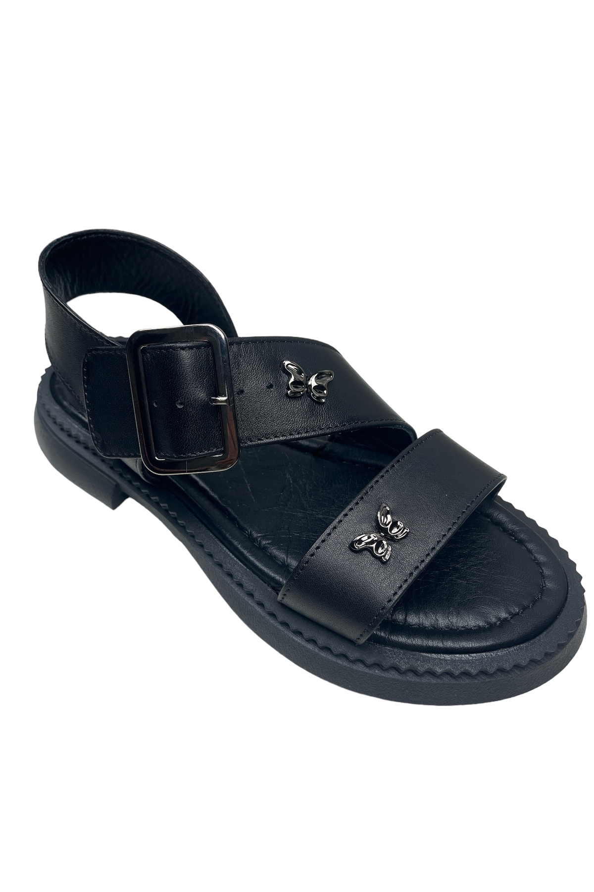 صندل زنانه مشکی Loess | KDSAN000000003 اورجینال - تصویر 3