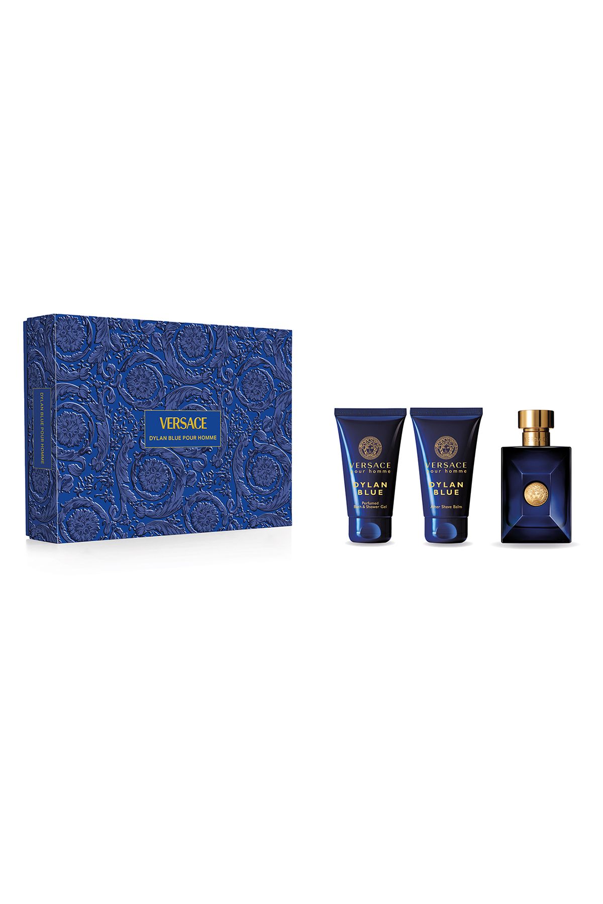 Versace Dylan Blue EDT (духи 50 мл + гель для душа 50 мл + средство после бритья 50 мл) 8011003889259