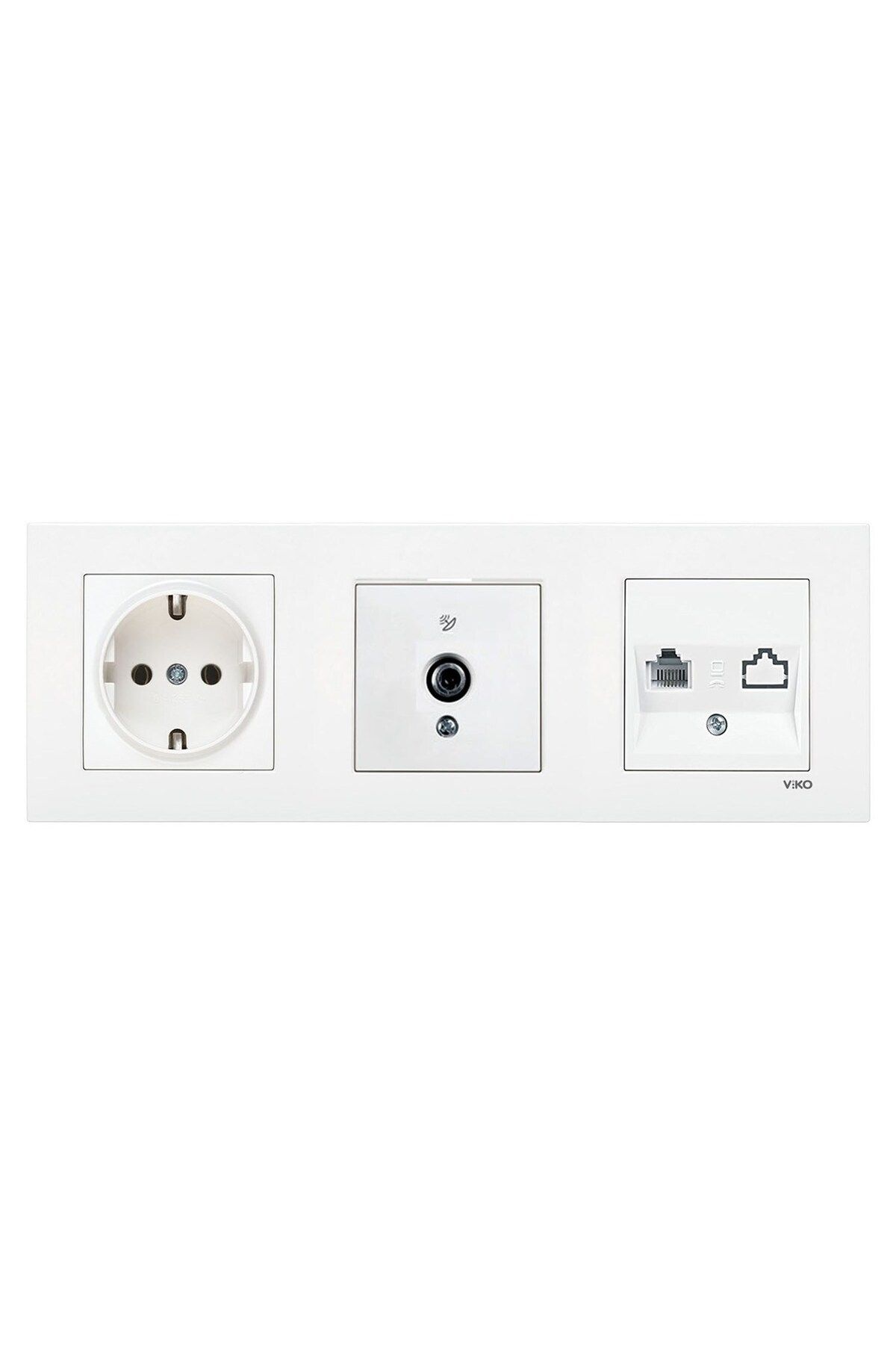 VİKO-Viko Karre White 3-Piece Set Grounded Socket, F Connector and Cat5 Data Socket Set 1
