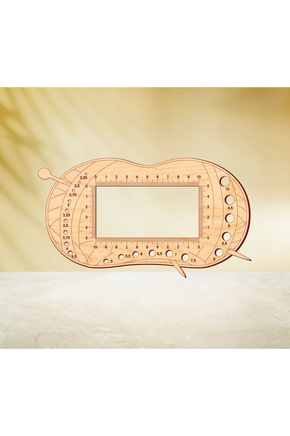 Knitted Ore and Shish Gauge Wooden Ruler