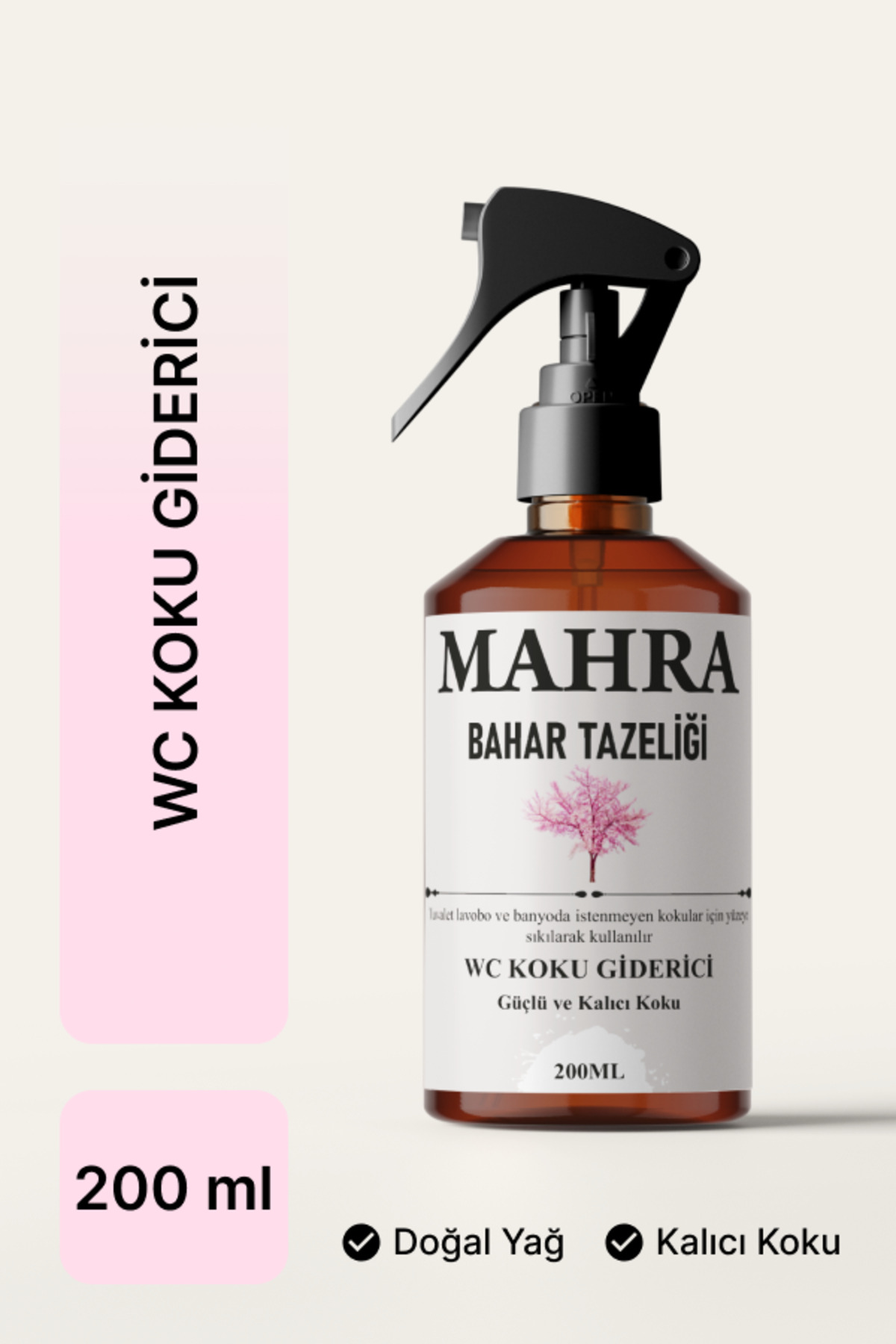 MAHRA KOZMETİK Bahar Tazeliği Kokulu Wc Lavabo Ve Banyo Kötü Koku Giderici Yüzey Parfümü 200ml