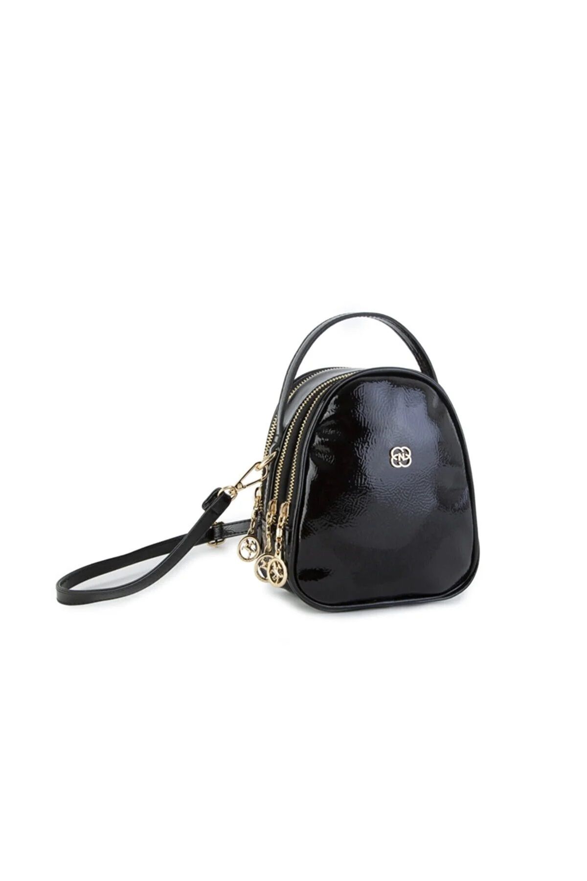 By Hakan Geantă Nas 948 Cu Pietre Daily Crossbody Geantă De Damă Geantă De Umăr Genți Messenger Crinkle-paint Black Femeie - Mărime unică