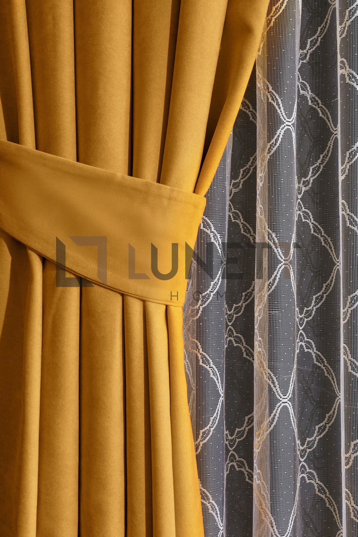 LUNETT HOME-Yellow Color Close Pleated 1X3 Background Curtain - Single Blades, Ready to Use 12478 4